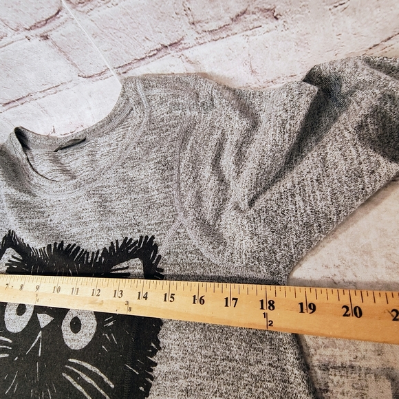Inoah Mr. Whiskers Wearable Art Tunic Top with Pockets S Cat Grey Quarter Sleeve - Picture 8 of 10